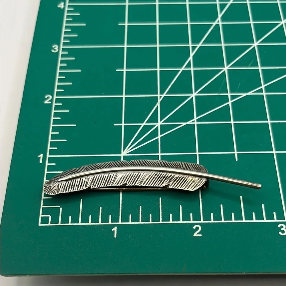 Sterling Silver Feather Brooch Intricate  Brooch with Vintage Artisanal Design